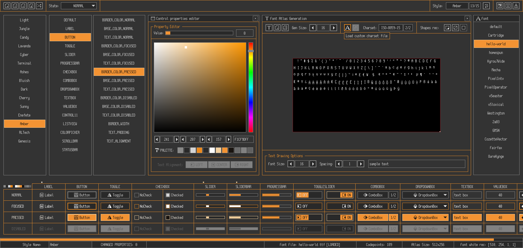 amber style screen